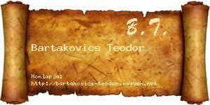 Bartakovics Teodor névjegykártya